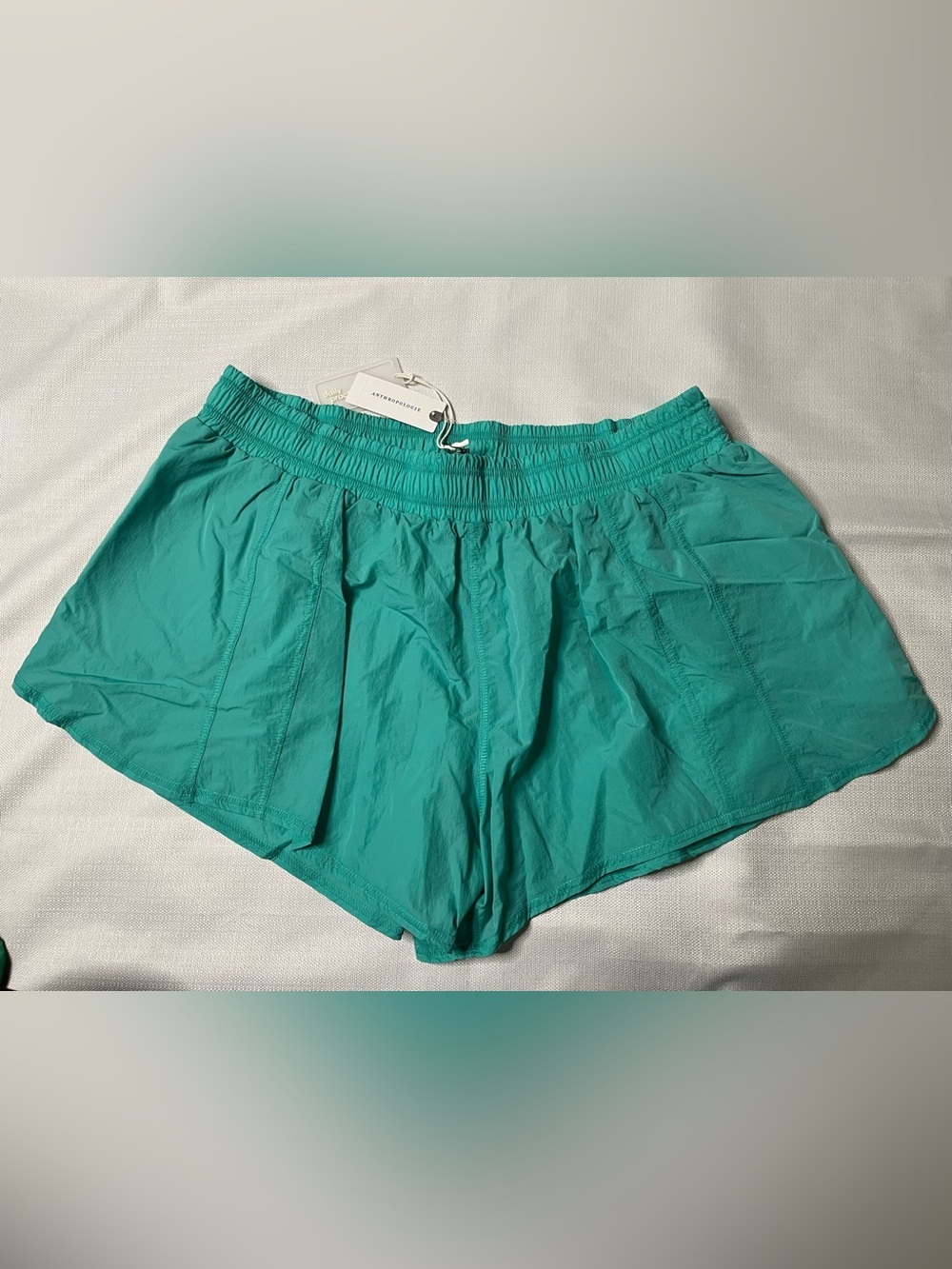 Anthropologie Daily Practice Teal Green Smocked Waist Flowy Shorts Sporty Resort